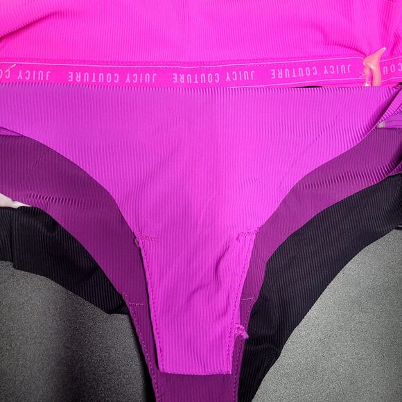 Juicy Couture 5 Pack Petal Pink Barbie Pink Bright Solid Thong Set Size XL NWT - Picture 4 of 8